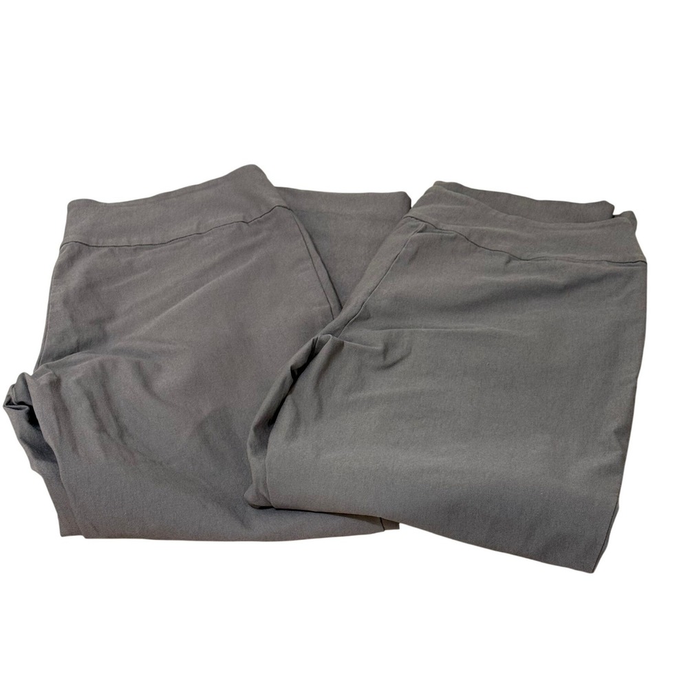 NIC+ZOE Women Wonderstretch Pants 12 Petite Gray Lot of 2 Pull On Straight Leg